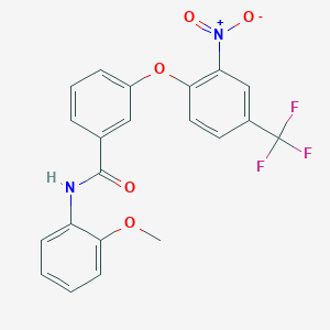 molecular formula C21H15F3N2O5 B3685012 N-(2-methoxyphenyl)-3-[2-nitro-4-(trifluoromethyl)phenoxy]benzamide 