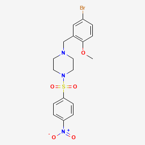 molecular formula C18H20BrN3O5S B3685055 1-[(5-BROMO-2-METHOXYPHENYL)METHYL]-4-(4-NITROBENZENESULFONYL)PIPERAZINE 