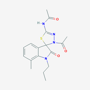 molecular formula C17H20N4O3S B368507 N-(3'-acetyl-7-methyl-2-oxo-1-propyl-3'H-spiro[indoline-3,2'-[1,3,4]thiadiazol]-5'-yl)acetamide CAS No. 905775-09-9