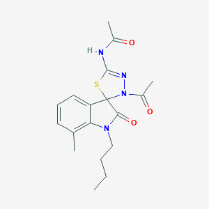 molecular formula C18H22N4O3S B368510 N-(4-acetyl-1'-butyl-7'-methyl-2'-oxospiro[1,3,4-thiadiazole-5,3'-indole]-2-yl)acetamide CAS No. 905787-44-2