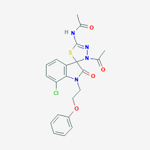 molecular formula C21H19ClN4O4S B368511 N-[4-acetyl-7'-chloro-2'-oxo-1'-(2-phenoxyethyl)spiro[1,3,4-thiadiazole-5,3'-indole]-2-yl]acetamide CAS No. 919213-02-8
