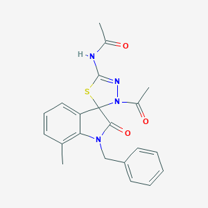 molecular formula C21H20N4O3S B368512 N-{3'-acetyl-1-benzyl-7-methyl-2-oxo-1,2-dihydro-3'H-spiro[indole-3,2'-[1,3,4]thiadiazole]-5'-yl}acetamide CAS No. 905787-46-4