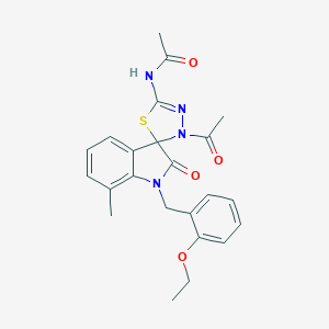 molecular formula C23H24N4O4S B368513 N-[4-acetyl-1'-[(2-ethoxyphenyl)methyl]-7'-methyl-2'-oxospiro[1,3,4-thiadiazole-5,3'-indole]-2-yl]acetamide CAS No. 905775-13-5