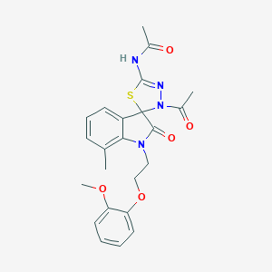 molecular formula C23H24N4O5S B368514 N-[4-乙酰基-1'-[2-(2-甲氧基苯氧基)乙基]-7'-甲基-2'-氧代螺[1,3,4-噻二唑-5,3'-吲哚]-2-基]乙酰胺 CAS No. 905787-52-2