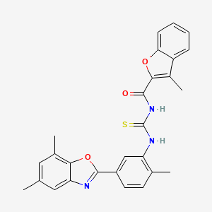 1-[5-(5,7-Dimethyl-1,3-benzoxazol-2-YL)-2-methylphenyl]-3-(3-methyl-1-benzofuran-2-carbonyl)thiourea