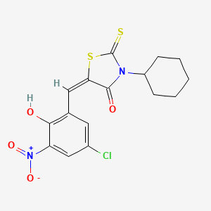 (5E)-5-[(5-chloro-2-hydroxy-3-nitrophenyl)methylidene]-3-cyclohexyl-2-sulfanylidene-1,3-thiazolidin-4-one