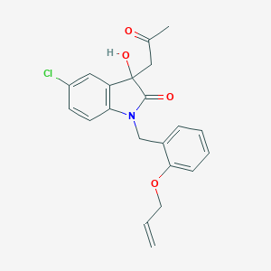 molecular formula C21H20ClNO4 B368519 1-(2-(Allyloxy)benzyl)-5-chloro-3-hydroxy-3-(2-oxopropyl)indolin-2-one CAS No. 881079-06-7