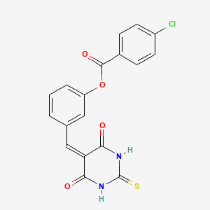 molecular formula C18H11ClN2O4S B3685193 [3-[(4,6-Dioxo-2-sulfanylidene-1,3-diazinan-5-ylidene)methyl]phenyl] 4-chlorobenzoate 