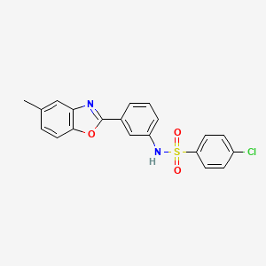 molecular formula C20H15ClN2O3S B3685216 4-chloro-N-[3-(5-methyl-1,3-benzoxazol-2-yl)phenyl]benzenesulfonamide 