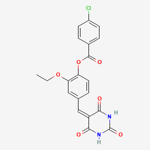 molecular formula C20H15ClN2O6 B3685264 2-ethoxy-4-[(2,4,6-trioxotetrahydro-5(2H)-pyrimidinylidene)methyl]phenyl 4-chlorobenzoate 