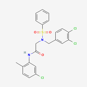 2-[benzenesulfonyl-[(3,4-dichlorophenyl)methyl]amino]-N-(5-chloro-2-methylphenyl)acetamide