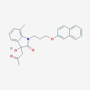 molecular formula C25H25NO4 B368528 3-Hydroxy-7-methyl-1-(3-(naphthalen-2-yloxy)propyl)-3-(2-oxopropyl)indolin-2-one CAS No. 881078-55-3