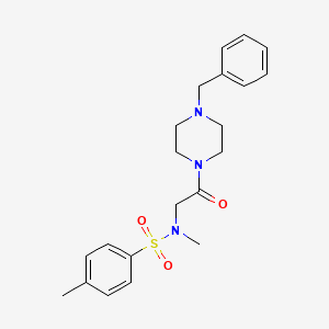 molecular formula C21H27N3O3S B3685290 N-[2-(4-benzylpiperazin-1-yl)-2-oxoethyl]-N,4-dimethylbenzenesulfonamide 