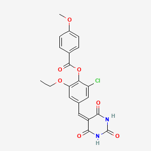 2-CHLORO-6-ETHOXY-4-[(2,4,6-TRIOXO-1,3-DIAZINAN-5-YLIDENE)METHYL]PHENYL 4-METHOXYBENZOATE