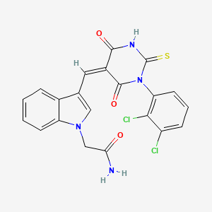 molecular formula C21H14Cl2N4O3S B3685337 2-(3-{[1-(2,3-dichlorophenyl)-4,6-dioxo-2-thioxotetrahydro-5(2H)-pyrimidinylidene]methyl}-1H-indol-1-yl)acetamide 