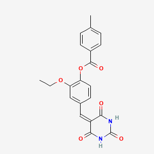 2-ETHOXY-4-[(2,4,6-TRIOXO-1,3-DIAZINAN-5-YLIDENE)METHYL]PHENYL 4-METHYLBENZOATE