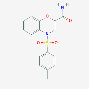 molecular formula C16H16N2O4S B3685378 4-(4-Methylphenyl)sulfonyl-2,3-dihydro-1,4-benzoxazine-2-carboxamide 