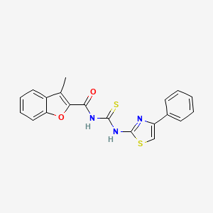 3-methyl-N-{[(4-phenyl-1,3-thiazol-2-yl)amino]carbonothioyl}-1-benzofuran-2-carboxamide