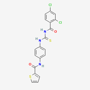 molecular formula C19H13Cl2N3O2S2 B3685394 N-[4-({[(2,4-DICHLOROPHENYL)FORMAMIDO]METHANETHIOYL}AMINO)PHENYL]THIOPHENE-2-CARBOXAMIDE 