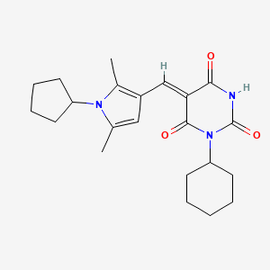 (5Z)-1-cyclohexyl-5-[(1-cyclopentyl-2,5-dimethylpyrrol-3-yl)methylidene]-1,3-diazinane-2,4,6-trione