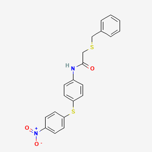 molecular formula C21H18N2O3S2 B3685436 2-(benzylsulfanyl)-N-{4-[(4-nitrophenyl)sulfanyl]phenyl}acetamide 