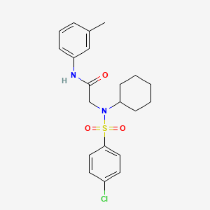 molecular formula C21H25ClN2O3S B3685438 2-[(4-chlorophenyl)sulfonyl-cyclohexylamino]-N-(3-methylphenyl)acetamide 