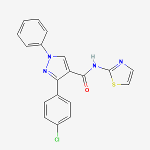 3-(4-chlorophenyl)-1-phenyl-N-1,3-thiazol-2-yl-1H-pyrazole-4-carboxamide