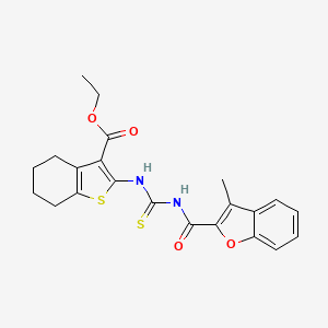 molecular formula C22H22N2O4S2 B3685508 Ethyl 2-({[(3-methyl-1-benzofuran-2-YL)formamido]methanethioyl}amino)-4,5,6,7-tetrahydro-1-benzothiophene-3-carboxylate 