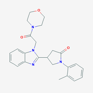 molecular formula C24H26N4O3 B368553 1-(2-methylphenyl)-4-{1-[2-(4-morpholinyl)-2-oxoethyl]-1H-benzimidazol-2-yl}-2-pyrrolidinone CAS No. 942863-05-0