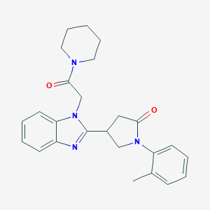 molecular formula C25H28N4O2 B368554 1-(2-methylphenyl)-4-{1-[2-oxo-2-(1-piperidinyl)ethyl]-1H-benzimidazol-2-yl}-2-pyrrolidinone CAS No. 942884-87-9