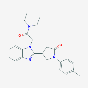 molecular formula C24H28N4O2 B368556 N,N-diethyl-2-{2-[1-(4-methylphenyl)-5-oxopyrrolidin-3-yl]-1H-1,3-benzodiazol-1-yl}acetamide CAS No. 942884-95-9
