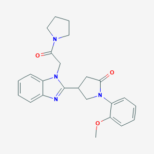 molecular formula C24H26N4O3 B368559 1-(2-Methoxyphenyl)-4-[1-(2-oxo-2-pyrrolidinylethyl)benzimidazol-2-yl]pyrrolid in-2-one CAS No. 942863-24-3