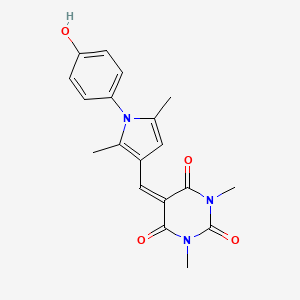 molecular formula C19H19N3O4 B3685605 5-{[1-(4-hydroxyphenyl)-2,5-dimethyl-1H-pyrrol-3-yl]methylidene}-1,3-dimethylpyrimidine-2,4,6(1H,3H,5H)-trione 