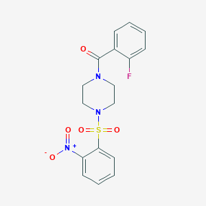 molecular formula C17H16FN3O5S B3685614 1-(2-FLUOROBENZOYL)-4-(2-NITROBENZENESULFONYL)PIPERAZINE 