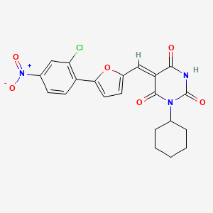 molecular formula C21H18ClN3O6 B3685617 (5Z)-5-[[5-(2-chloro-4-nitrophenyl)furan-2-yl]methylidene]-1-cyclohexyl-1,3-diazinane-2,4,6-trione 