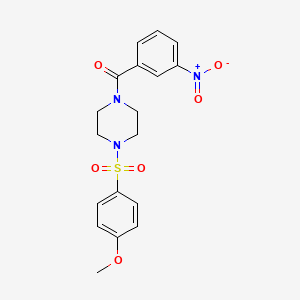 molecular formula C18H19N3O6S B3685627 {4-[(4-METHOXYPHENYL)SULFONYL]PIPERAZINO}(3-NITROPHENYL)METHANONE 