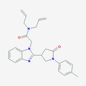 molecular formula C26H28N4O2 B368564 2-{2-[1-(4-methylphenyl)-5-oxopyrrolidin-3-yl]-1H-1,3-benzodiazol-1-yl}-N,N-bis(prop-2-en-1-yl)acetamide CAS No. 942863-36-7