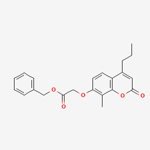 molecular formula C22H22O5 B3685648 Benzyl 2-(8-methyl-2-oxo-4-propyl-chromen-7-YL)oxyacetate CAS No. 6558-50-5