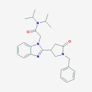 molecular formula C26H32N4O2 B368565 N,N-bis(methylethyl)-2-{2-[5-oxo-1-benzylpyrrolidin-3-yl]benzimidazolyl}acetam ide CAS No. 942863-64-1