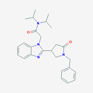 molecular formula C26H32N4O2 B368565 2-[2-(1-benzyl-5-oxopyrrolidin-3-yl)benzimidazol-1-yl]-N,N-di(propan-2-yl)acetamide CAS No. 942863-64-1