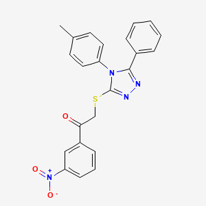 molecular formula C23H18N4O3S B3685666 2-{[4-(4-methylphenyl)-5-phenyl-4H-1,2,4-triazol-3-yl]thio}-1-(3-nitrophenyl)ethanone 