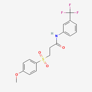 molecular formula C17H16F3NO4S B3685670 3-[(4-methoxyphenyl)sulfonyl]-N-[3-(trifluoromethyl)phenyl]propanamide 