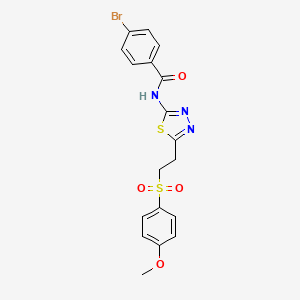 molecular formula C18H16BrN3O4S2 B3685674 4-Bromo-N-{5-[2-(4-methoxybenzenesulfonyl)ethyl]-1,3,4-thiadiazol-2-YL}benzamide 