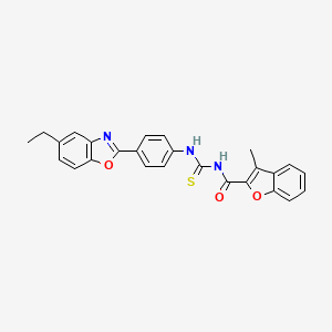 molecular formula C26H21N3O3S B3685677 N-{[4-(5-ethyl-1,3-benzoxazol-2-yl)phenyl]carbamothioyl}-3-methyl-1-benzofuran-2-carboxamide 