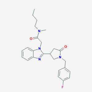 molecular formula C25H29FN4O2 B368569 N-butyl-2-(2-{1-[(4-fluorophenyl)methyl]-5-oxopyrrolidin-3-yl}-1H-1,3-benzodiazol-1-yl)-N-methylacetamide CAS No. 943100-76-3