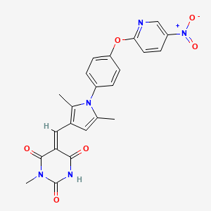 (5E)-5-[(2,5-dimethyl-1-{4-[(5-nitropyridin-2-yl)oxy]phenyl}-1H-pyrrol-3-yl)methylidene]-1-methylpyrimidine-2,4,6(1H,3H,5H)-trione