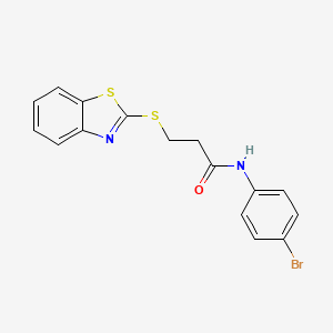 molecular formula C16H13BrN2OS2 B3685826 3-(1,3-benzothiazol-2-ylsulfanyl)-N-(4-bromophenyl)propanamide 