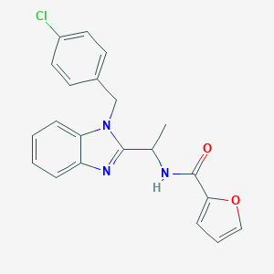 molecular formula C21H18ClN3O2 B368584 N-({1-[(4-chlorophenyl)methyl]benzimidazol-2-yl}ethyl)-2-furylcarboxamide CAS No. 919972-14-8