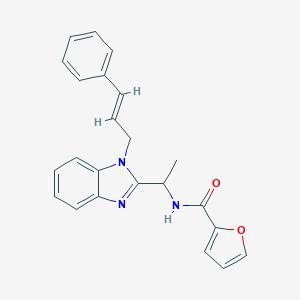 molecular formula C23H21N3O2 B368585 (E)-N-(1-(1-cinnamyl-1H-benzo[d]imidazol-2-yl)ethyl)furan-2-carboxamide CAS No. 924872-32-2