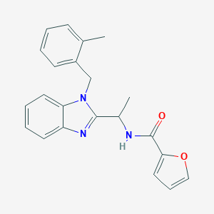 molecular formula C22H21N3O2 B368586 2-furyl-N-({1-[(2-methylphenyl)methyl]benzimidazol-2-yl}ethyl)carboxamide CAS No. 919972-05-7